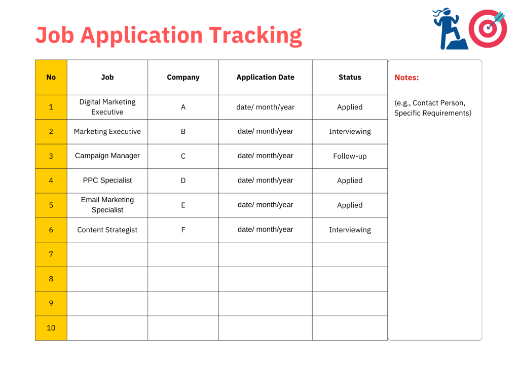 Job application tracking sheet example